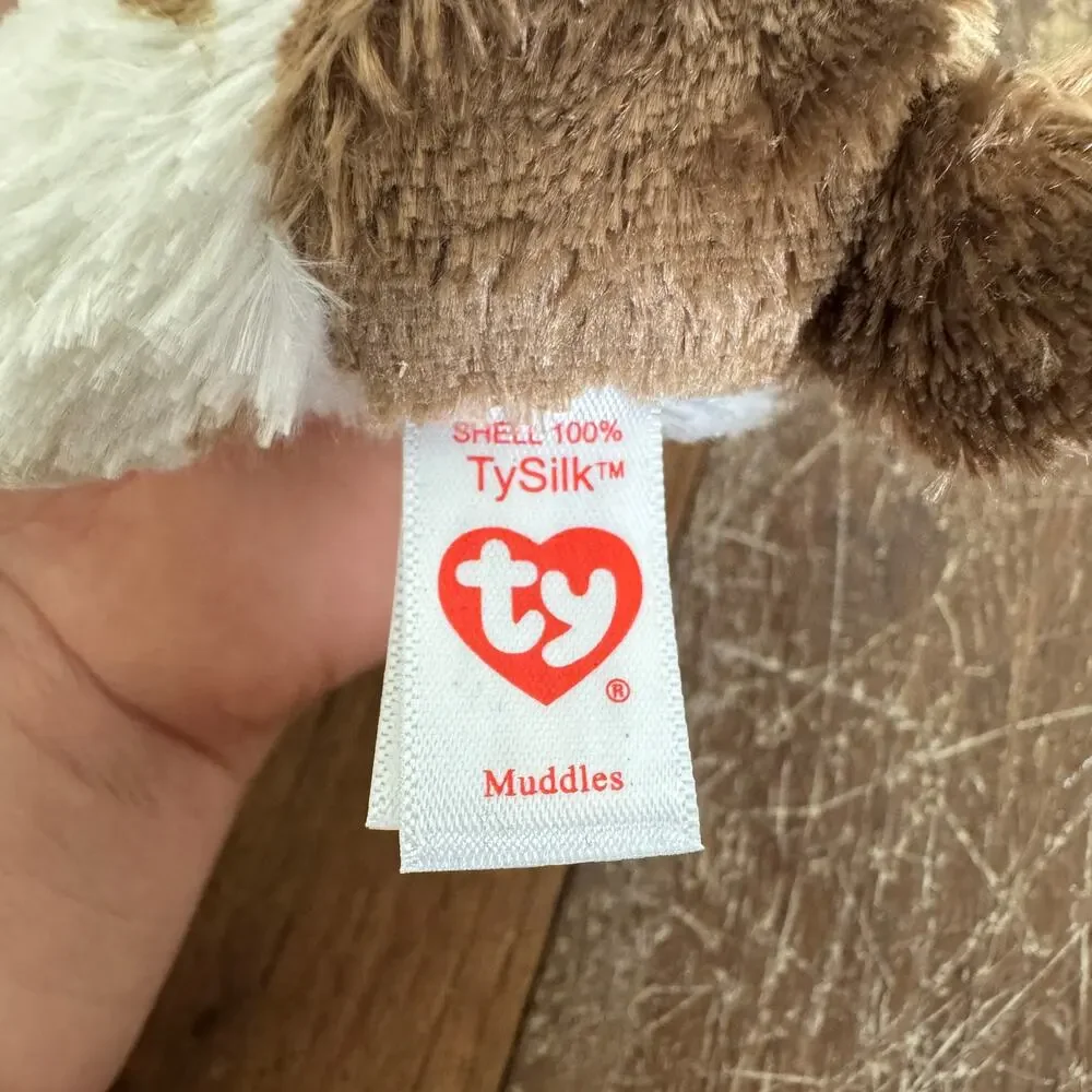 TY‎ Beanie Boos TySilk Muddles 2021 white brown puppy dog beanbag plush